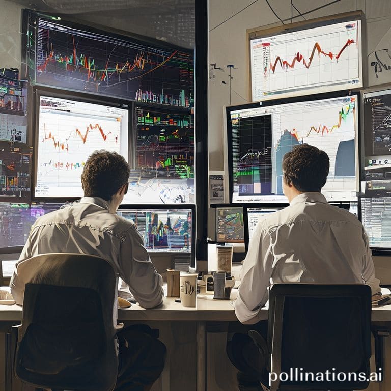 ultimative - A detailed split image depicting two trading scenarios. On the left, a chaotic scene with a trader frantically w